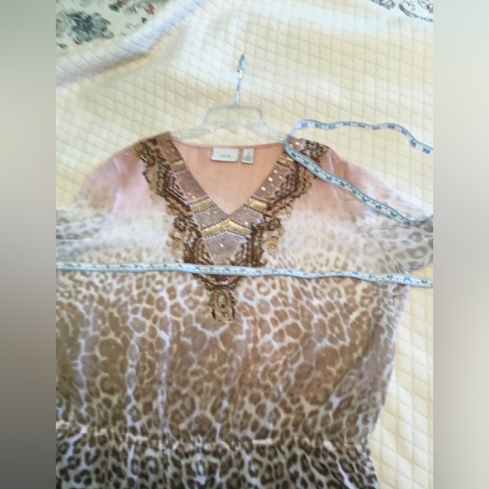 Chico's Gold Pleated Skirt and Animal Print Ensemble - Picture 5 of 6